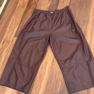 Pilcro Maroon Faux Leather Pants brown XL